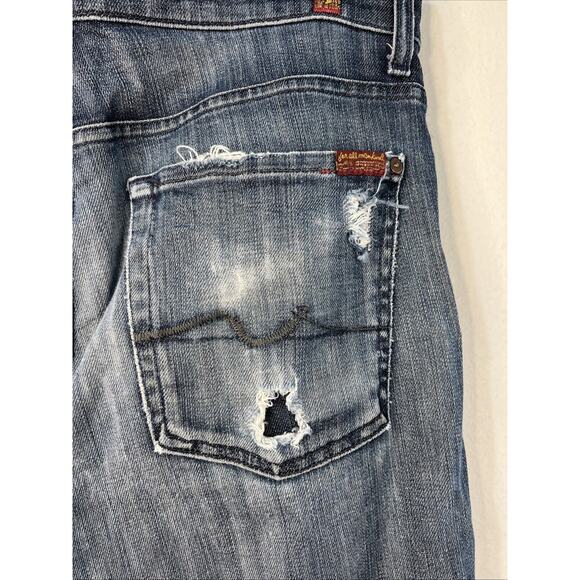 7 For All Mankind Jeans size 33 Blue Austyn Regular Fit Straight Leg Stretch - Picture 4 of 12